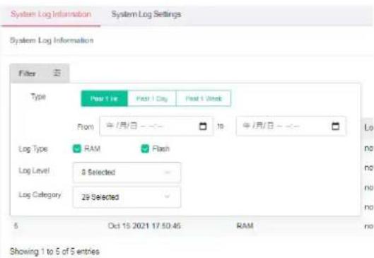 Draytek VigorSwitch PQ2121x - V-1-1 System Log Information - 2