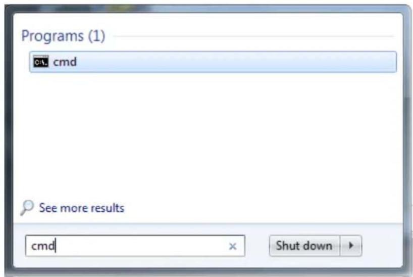 Programs (1) cmd See more results cmd × Shut down