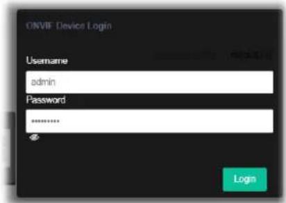 ONVIF Device Login Username admin Password ****** Login