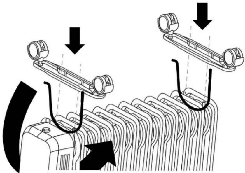 Diagram illustrating mechanical assembly or cooling process with labeled components and directional arrows indicating movement.
