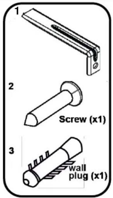 1 2 Screw (x1) 3 wall plug (x1)