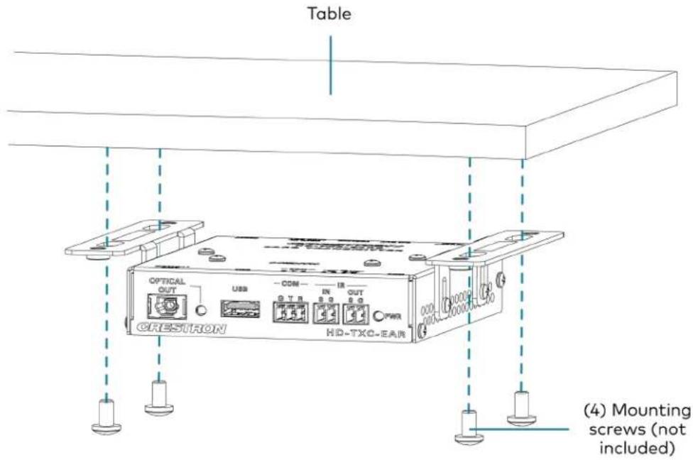 Table OPTICAL OUT USB CDM IN OUT G T R S G S G HY-TEXC-EAR CRESTRON HD-TXC-EAR (4) Mounting screws (not included)