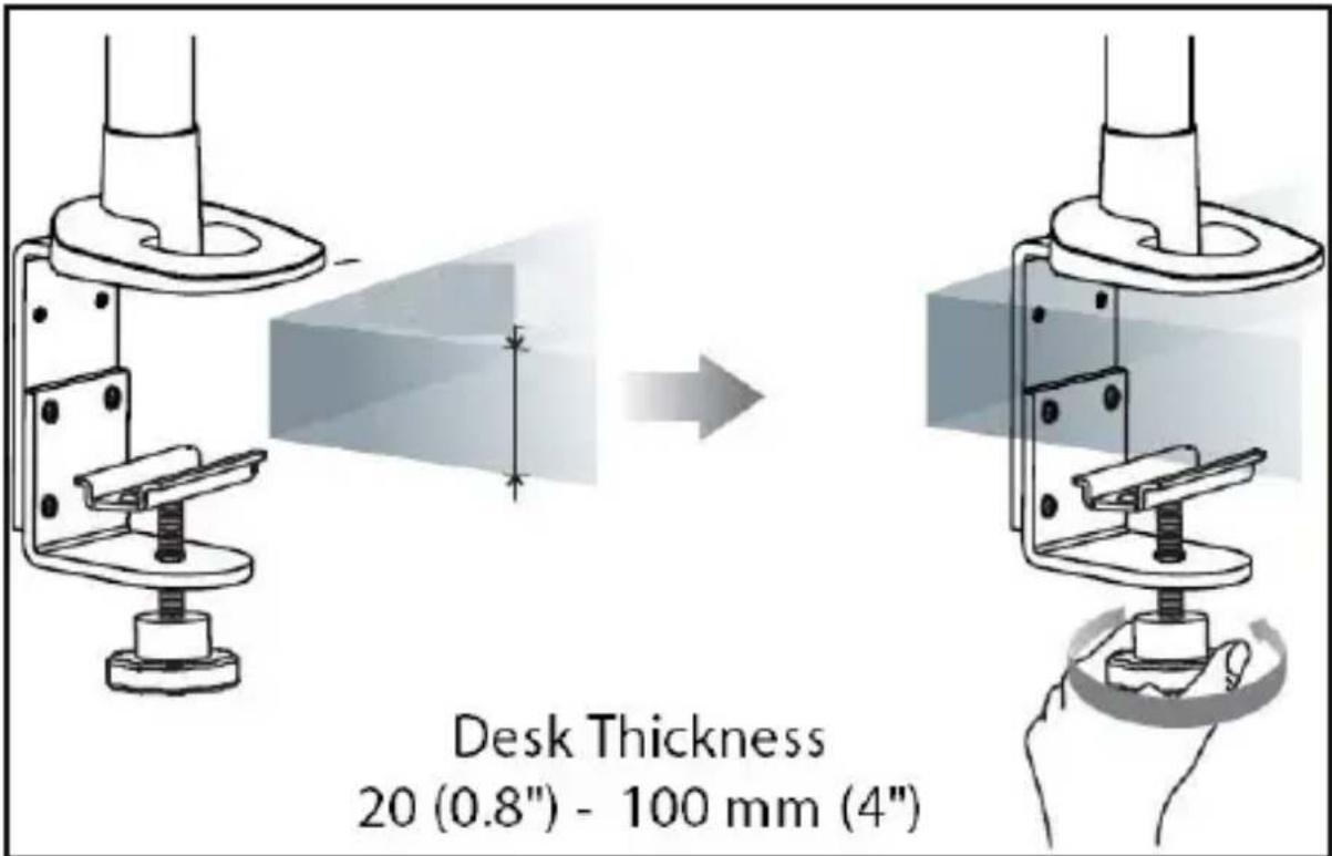 Desk Thickness 20 (0.8") - 100 mm (4")