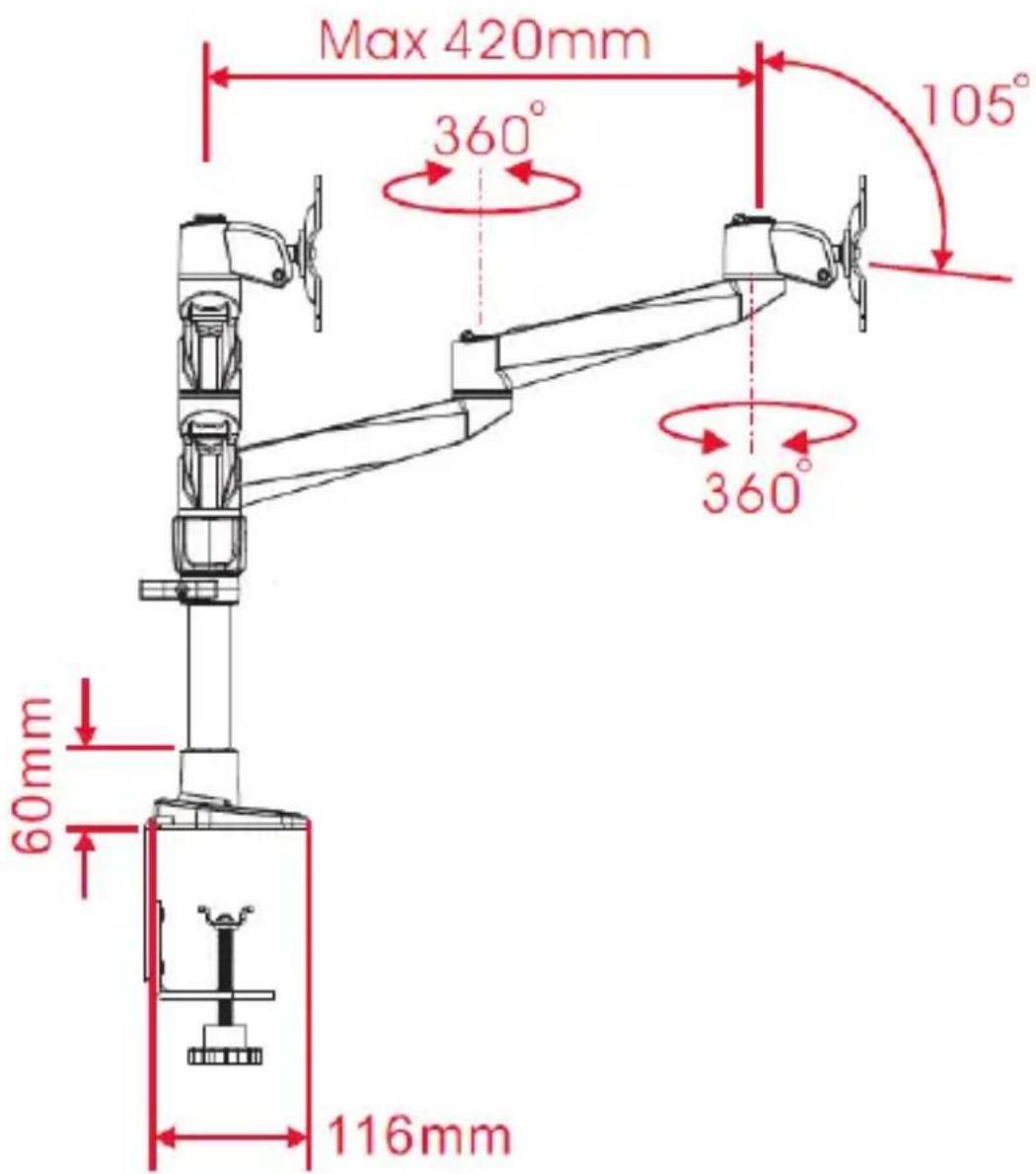 Max 420mm 360° 105° 360° 60mm 116mm