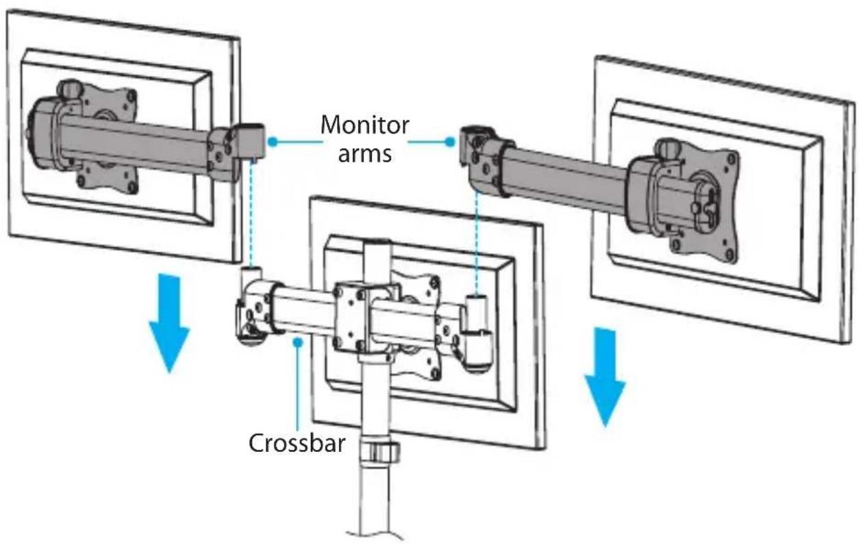 Monitor arms Crossbar