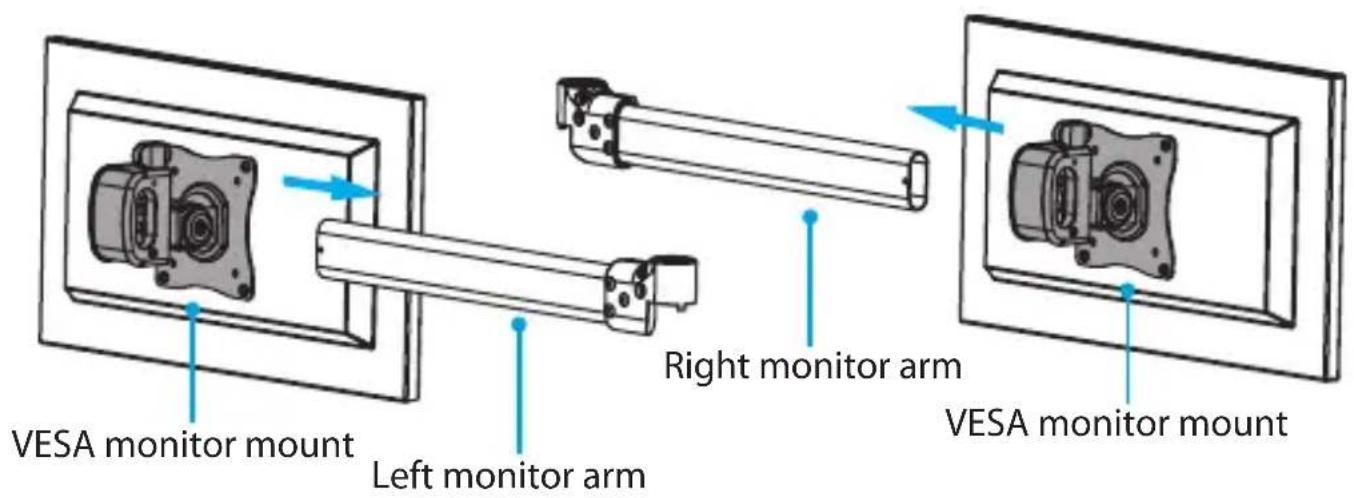 VESA monitor mount Left monitor arm Right monitor arm VESA monitor mount