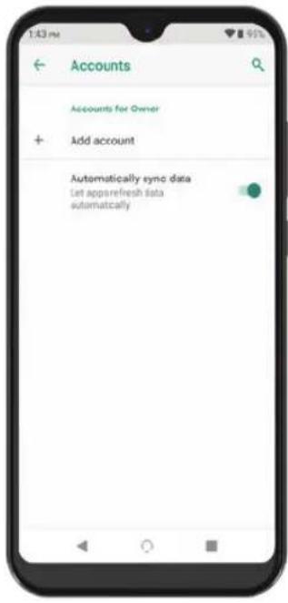 Accounts + Accounts for Owner Add account Automatically sync data Let appsrefresh data automatically