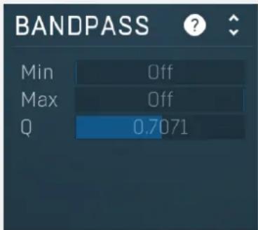 BANDPASS Min Off Max Off Q 0.7071