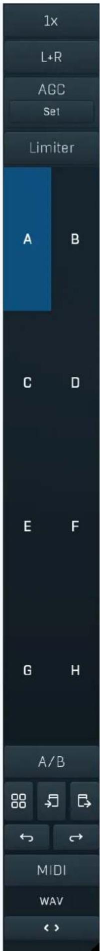 1x L+R AGC Set Limiter A B C D E F G H A/B MIDI WAV <