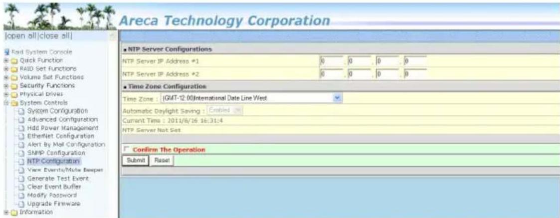 Areca Technology Corporation [open all|close all] Red System Console Quick Function RAID Set Functions Volume Set Functions Security Functions Physical Prives System Controls System Configuration Advanced Configuration Hdd Power Management EtherNet Configuration Alert By Mail Configuration SNIP Conf…