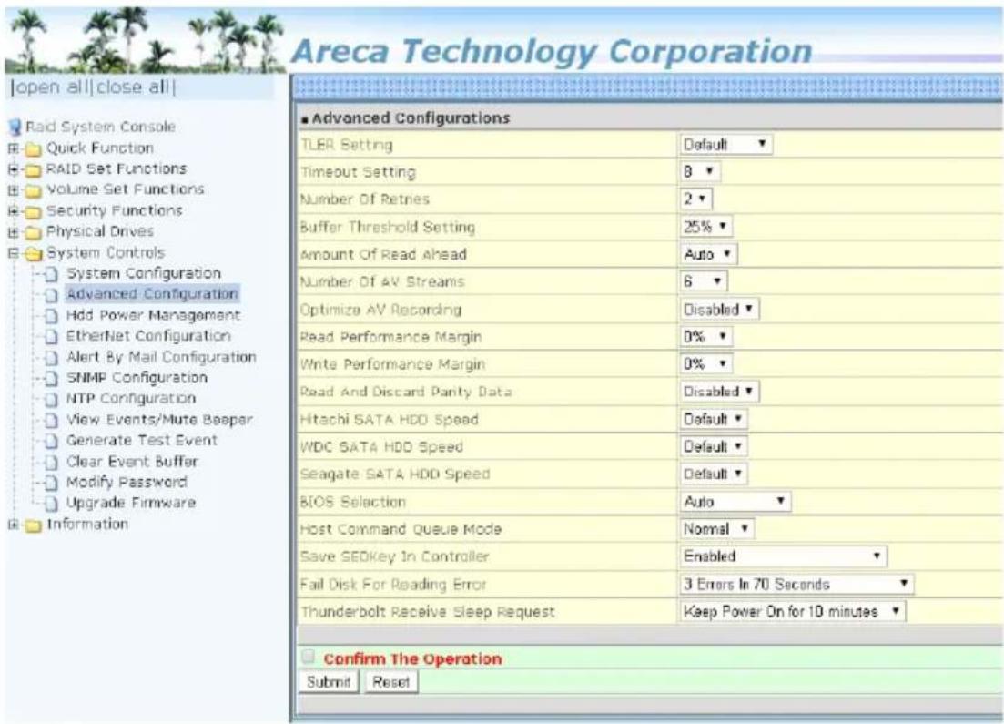 Areca Technology Corporation | open all| close all | Rad System Console Quick Function RAID Set Functions Volume Set Functions Security Functions Physical Drives System Controls System Configuration Advanced Configuration Hdd Power Management EtherNet Configuration Alert By Mail Configuration SNMP C…