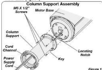 Column Support Assembly MS X 1/2" Screws Motor Base Column Support Cord Channel Power Supply Cord Key Locating Notch Figure 1