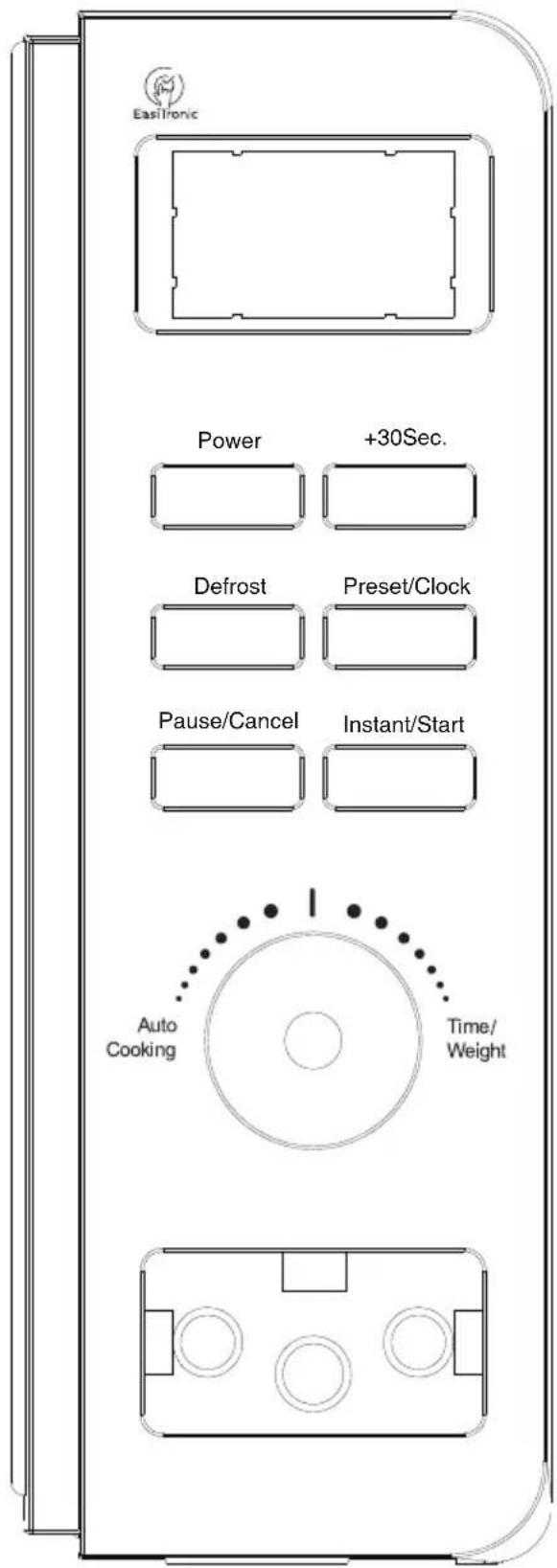 Easiltronic Power +30Sec. Defrost Preset/Clock Pause/Cancel Instant/Start Auto Cooking Time/Weight