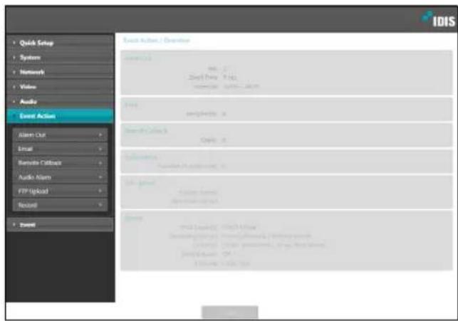Quick Setup System Network Volume Audio Event Action Alarm Out Email Binary Data Audio Alarm FTP (Upload) Record Event Event Action / Overview Event List Max: 2 Day1 Day: 14:00 Wednesday: 00:00 AM Time Min: 00:00 AM Search Call 3 Delay: 0 Settings Information for appointment: 0 Sign: Status Description: Name: - Date: January 2023 - Contact: Monday 2023 - Security: Monday 2023 - Calendar: January 2023 - Email: January 2023