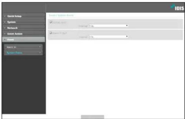 Quick Setup System Network Event Action Event NAT1 24 System Force Start Event End Event Start Event End Event
