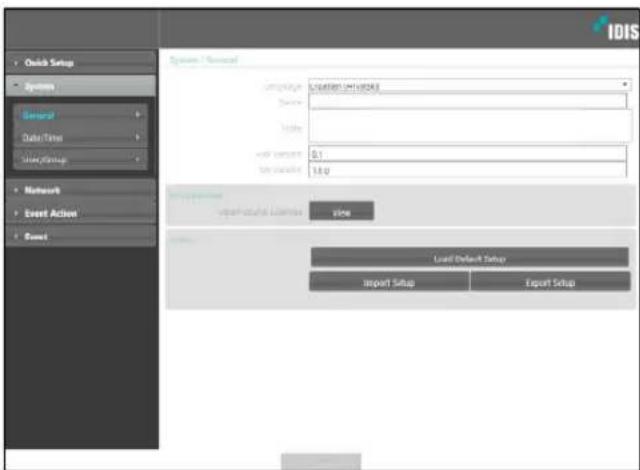 Quick Setup System General Data Time Show Setup Network Event Action Event Systems / Network Campaign: LOCATION (DATA) Source: Value: Add Options: 0.1 Remove Options: 16.0 Import Status: None Load Default Setup Import Setup Export Setup