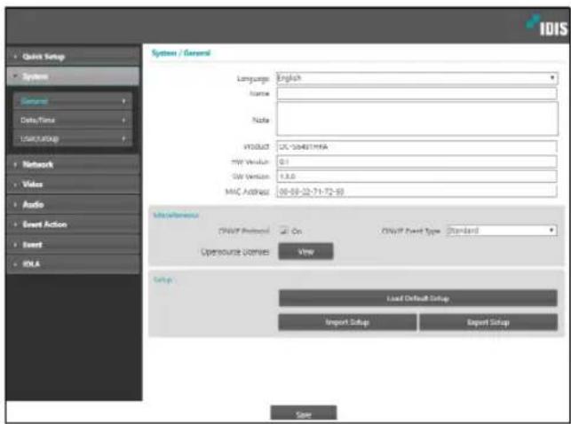 System / General Language: English Name: Note: PRODUCT: US-10481199A MIP Version: 0.1 DB Version: 1.5.0 MAC Address: 08-69-22-71-72-69 Maintenance CNSP Protocol: On OpenSource License: View CNSP Event Type: Standard Load Default Setup Import Setup Report Setup Size