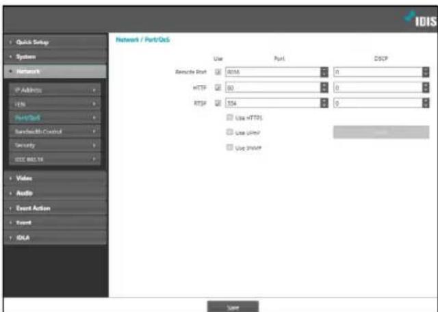 Quick Setup System Network IP Address TEN Port/Grid Sanford's Control Security BCC BCL16 Video Audio Event Action Event IDAA Network / Port/OCS Use Port DISP Remote Port 8016 0 HTTP 80 0 RISP 104 0 Use HTTPS Use ICMP Use SNMP User