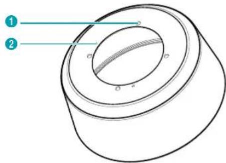 Technical diagram of a cylindrical mechanical component with labeled parts 1 and 2