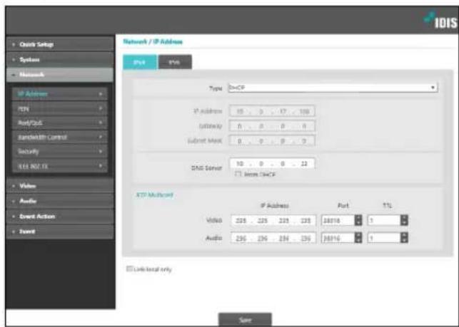 Network / IP Address Type: D=CP IP address: 15 0 17 199 Latency: 0 0 0 0 Submit Mask: 0 0 0 0 DNS Server: 10 0 0 22 USB TCP TCP Modified IP Address Port TTL Value: 236 235 235 235 28816 1 Audio: 236 236 234 236 28816 1 Link local only Save