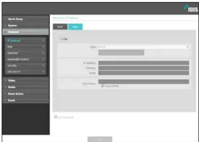 IDIS Quick Setup System Network IP Address RUN Part/Unit Sandwidth Control Security 400 MHz Value Audio Event Action Event Internet / IP Address Plot Plot Date Type: DHCP IP Address Security Drive Drive Center Drive DHCP Edit/Update Tools
