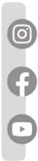 Three gray circular icons representing Instagram, Facebook, and YouTube (no text or symbols)