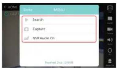 HOME Browse MENU Search Capture NVR Audio On Received Data: 129588
