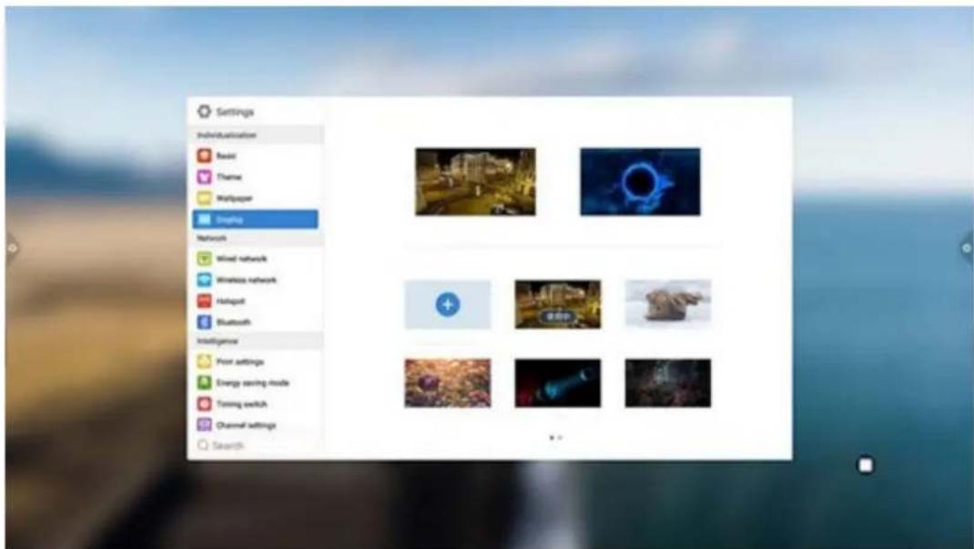 Settings Individualization Resist Theme Wallpaper Preview Networks Mixed network Wireless network Hotspot Bluetooth Intelligerms Peer settings Energy saving mode Timing switch Channel settings Search