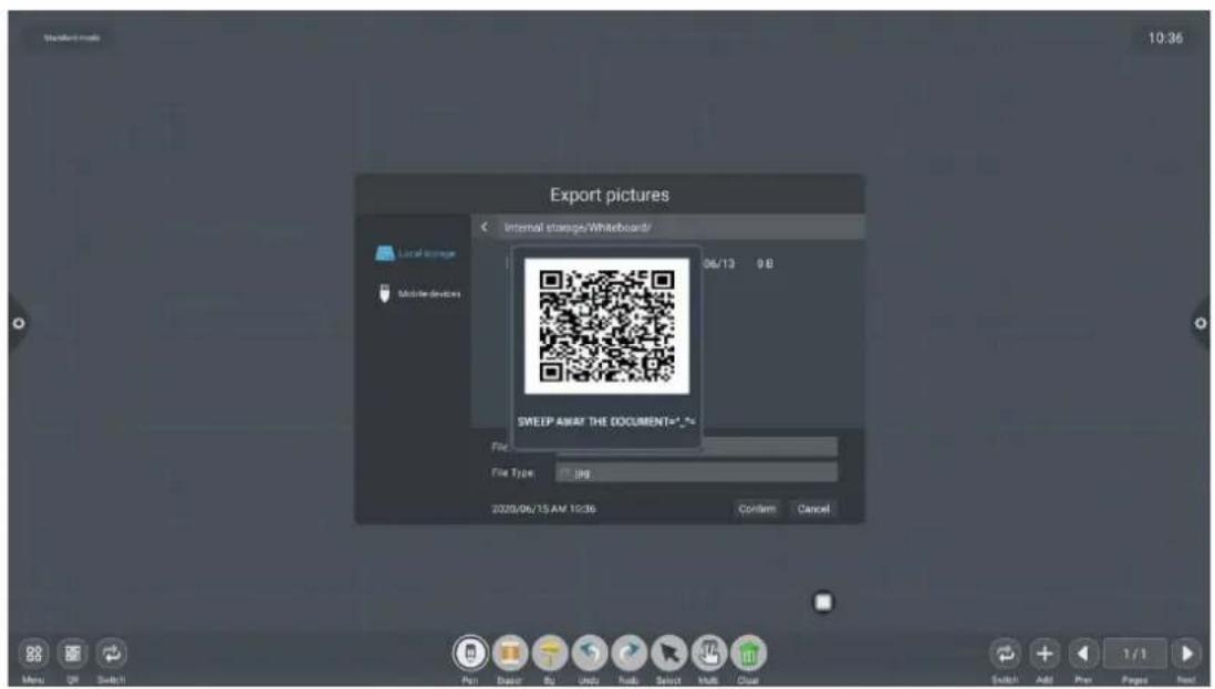 Export pictures Internal storage/Whiteboard/ Local storage Mobile devices 06/13 9 B SWEEP AWAY THE DOCUMENT* File Type: log 2020/06/15 AM 10:36 Confirm Cancel Menu Off Switch Pay Button Buy Undo Tools Select Mult Close Switch Add Print Pages Text