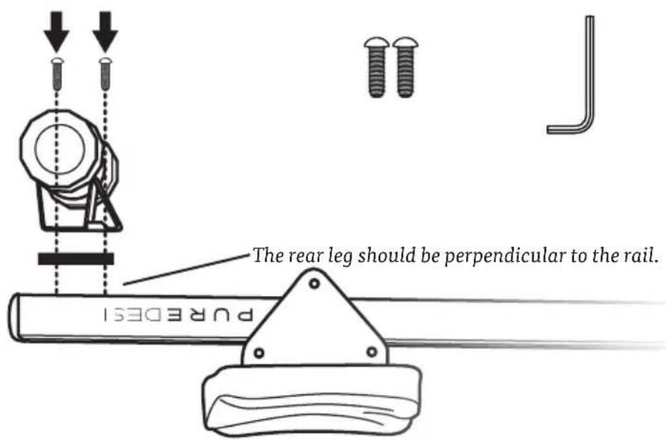 The rear leg should be perpendicular to the rail. PUREDESI