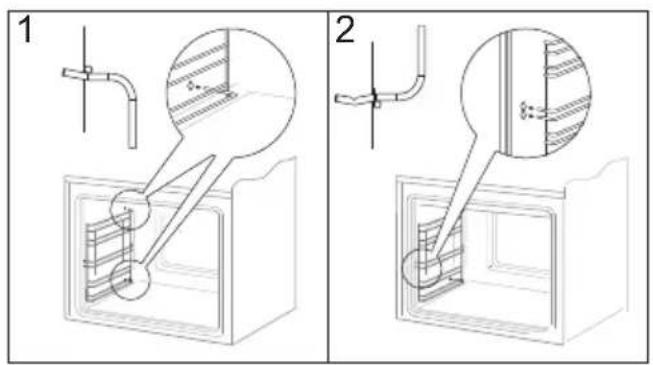 Technical diagram showing two mechanical assembly steps with labeled components and cross-sectional views