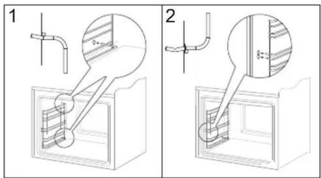 Technical diagram showing two mechanical assembly steps with labeled components and cross-sectional views