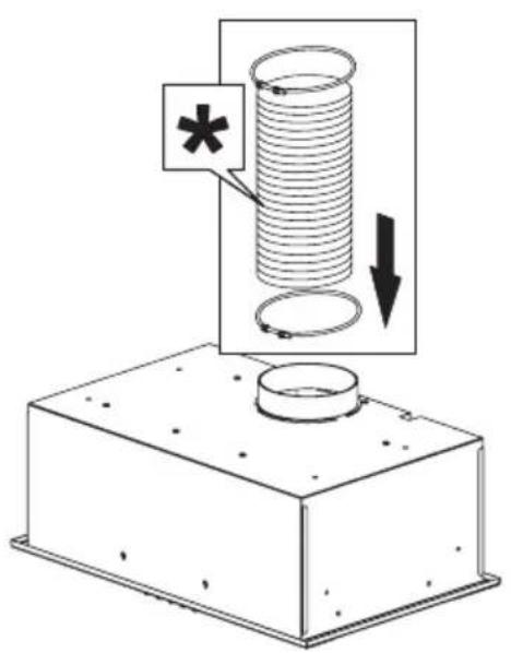 Technical diagram showing a mechanical assembly with a coiled spring and directional arrows, including a warning symbol.
