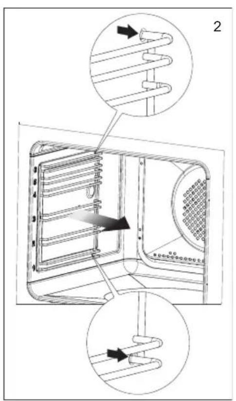 Technical diagram showing internal structure of a heating element with labeled parts and directional arrows