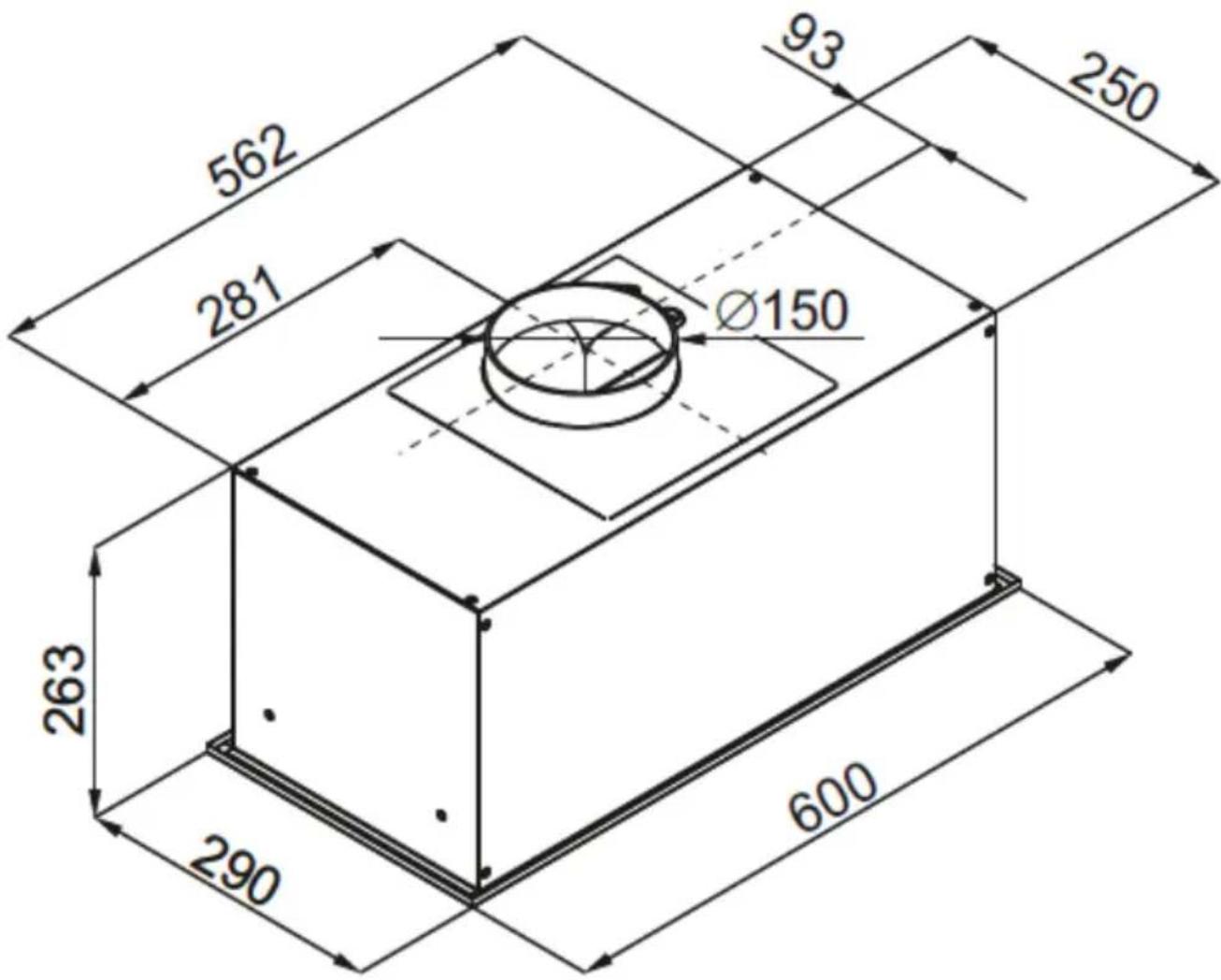 562 281 93 250 Ø150 263 290 600