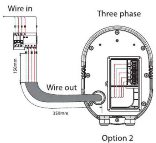 Wire in 150mm Three phase Wire out 350mm Option 2
