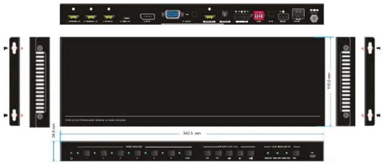 115.0 mm 26.0 mm 342.5 mm VIDEO SOURCE DISPLAY CONTROL VGA RESOURCES