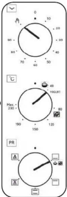 0 10 20 20 40 90 80 70 60 50 60 50 °C Max. 230° 40 YOGURT 80 190 150 120 150 PR
