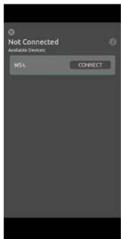 Not Connected Available Devices: WS-L CONNECT