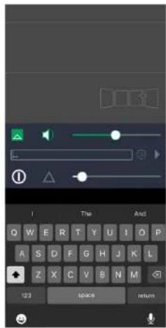 Screenshot of a mobile app interface showing playback controls, navigation keys, and a status bar with 'space' button.