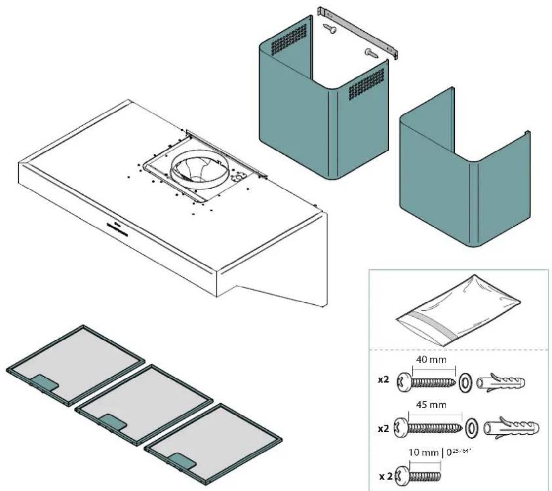 Technical diagram showing exploded view of a mechanical housing with internal components and component specifications including dimensions and screw hole specifications.