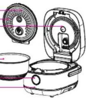 Technical line drawing of a kitchen appliance with front and side views (no text or symbols)