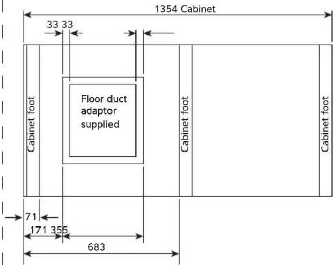 1354 Cabinet 33 33 Floor duct adaptor supplied Cabinet foot Cabinet foot Cabinet foot 71 171 355 683