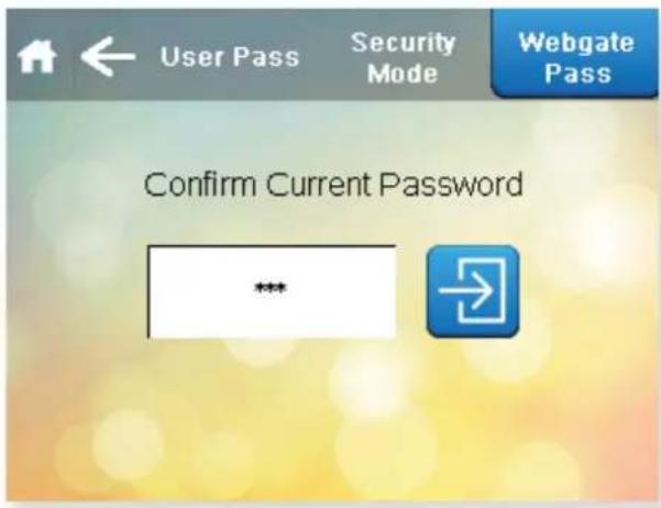 User Pass Security Mode Webgate Pass Confirm Current Password ***