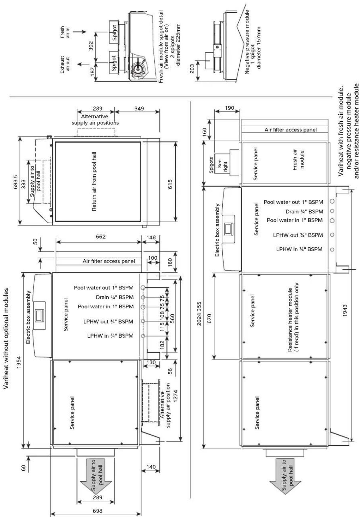 Calorex Variheat AW1500 - DIMENSIONS - 4