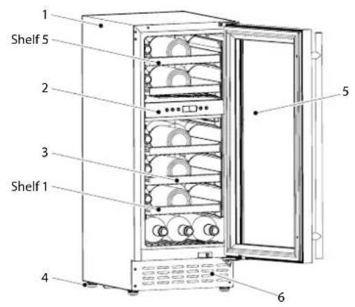 1 Shelf 5 2 3 Shelf 1 4 5 6