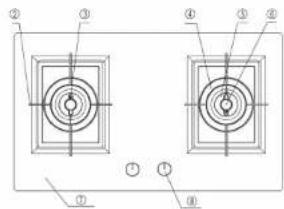 Technical diagram showing two identical square components with numbered labels and centerlines, likely for architectural or mechanical design reference.
