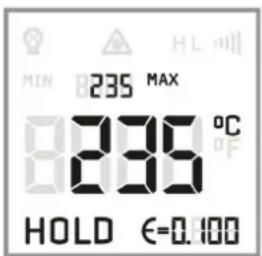 MIN 235 MAX 8736 °C 235 HOLD €=0.100