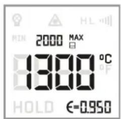 MIN 2000 MAX 1300 °C HOLD €=0.950
