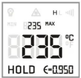 MIN 235 MAX 8235 °C HOLD €=0.950